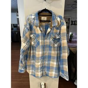 Legendary Whitetails Men's 3XL Blue and Tan Plaid Shirt